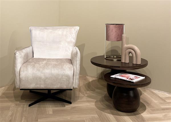 Grote foto fauteuil philippe torre 2 licht beige fluweel 360 graden draaibaar huis en inrichting eettafels