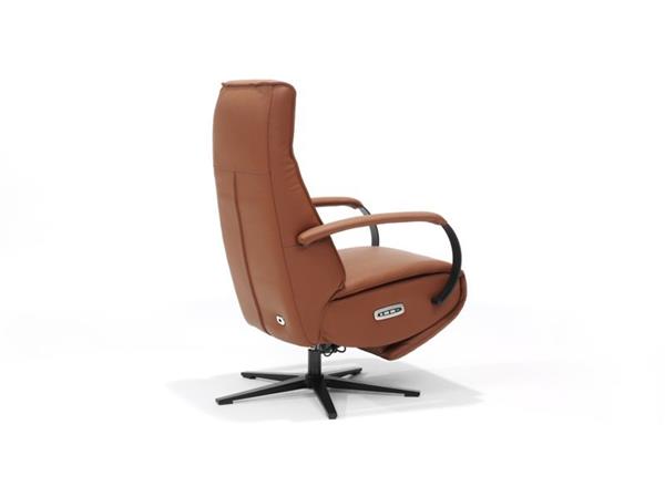 Grote foto relax fauteuil malaga rundleder 2 motors bediening cognac ruit huis en inrichting eettafels