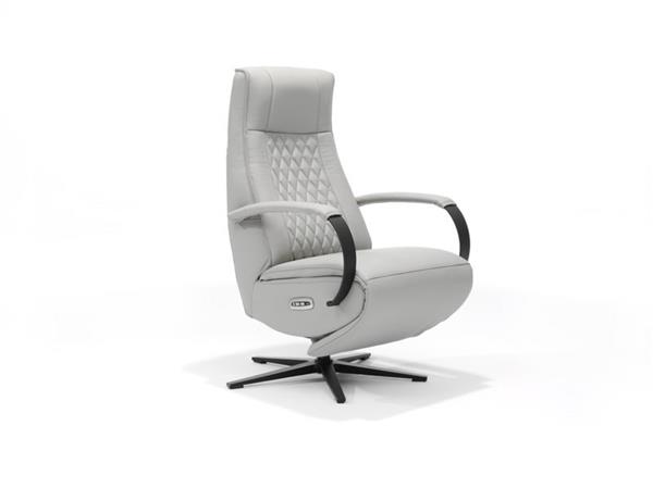 Grote foto relax fauteuil malaga rundleder 2 motors bediening beige grijs ruit huis en inrichting eettafels