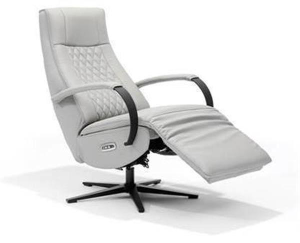 Grote foto relax fauteuil malaga rundleder 2 motors bediening beige grijs ruit huis en inrichting eettafels