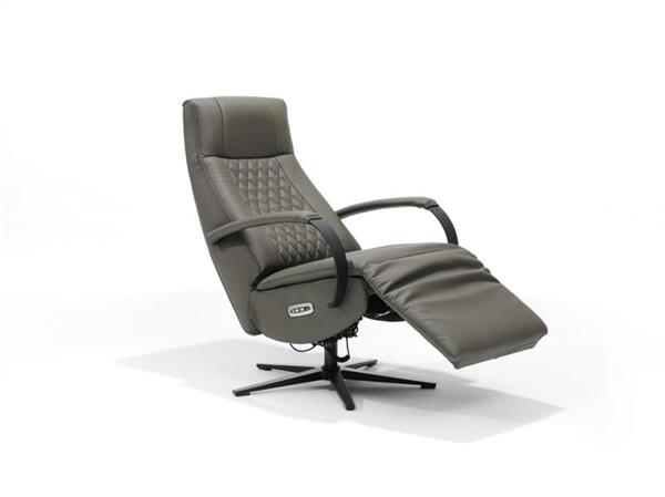 Grote foto relax fauteuil malaga rundleder 2 motors bediening antraciet ruit huis en inrichting eettafels