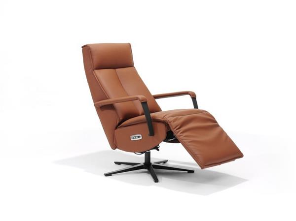 Grote foto relax fauteuil malaga rundleder 2 motors bediening cognac recht huis en inrichting eettafels