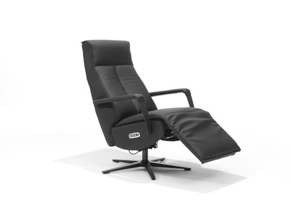 Grote foto relax fauteuil malaga rundleder 2 motors bediening zwart recht huis en inrichting eettafels