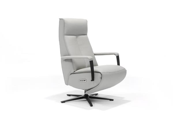 Grote foto relax fauteuil malaga rundleder 2 motors bediening beige grijs recht huis en inrichting eettafels