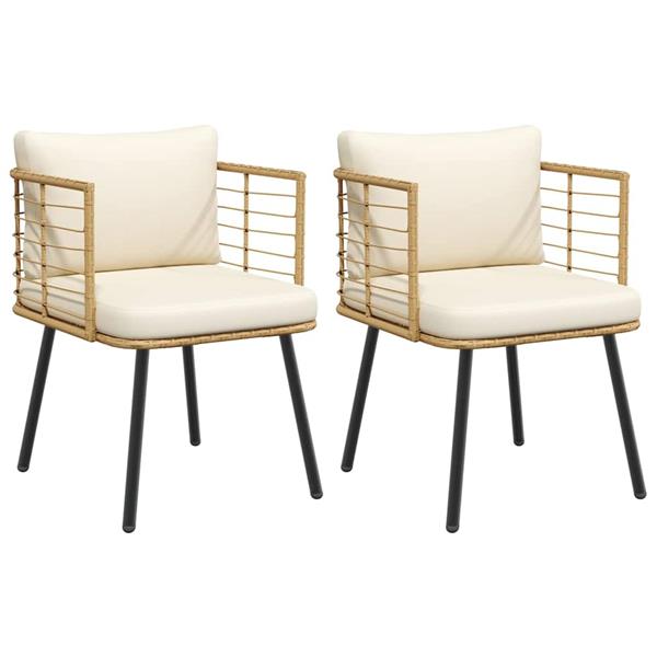 Grote foto vidaxl tuinstoelen 2 st met kussens poly rattan naturel tuin en terras tuinmeubelen