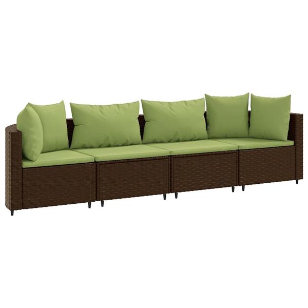Grote foto vidaxl 4 delige loungeset met kussens poly rattan bruin tuin en terras tuinmeubelen