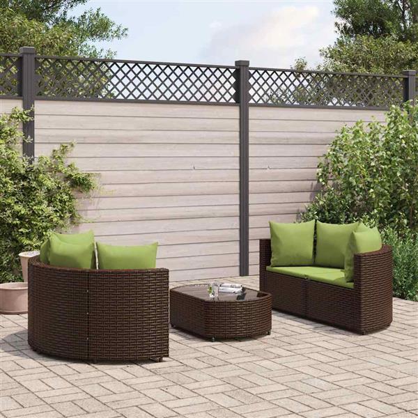 Grote foto vidaxl 5 delige loungeset met kussens poly rattan bruin tuin en terras tuinmeubelen