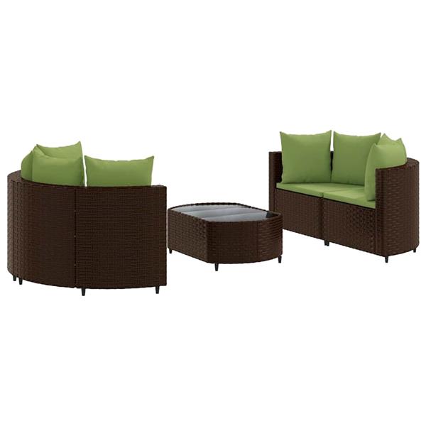 Grote foto vidaxl 5 delige loungeset met kussens poly rattan bruin tuin en terras tuinmeubelen