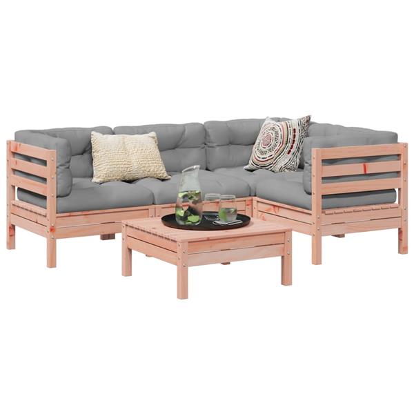 Grote foto vidaxl 5 delige loungeset met kussens massief douglas vurenhout tuin en terras tuinmeubelen