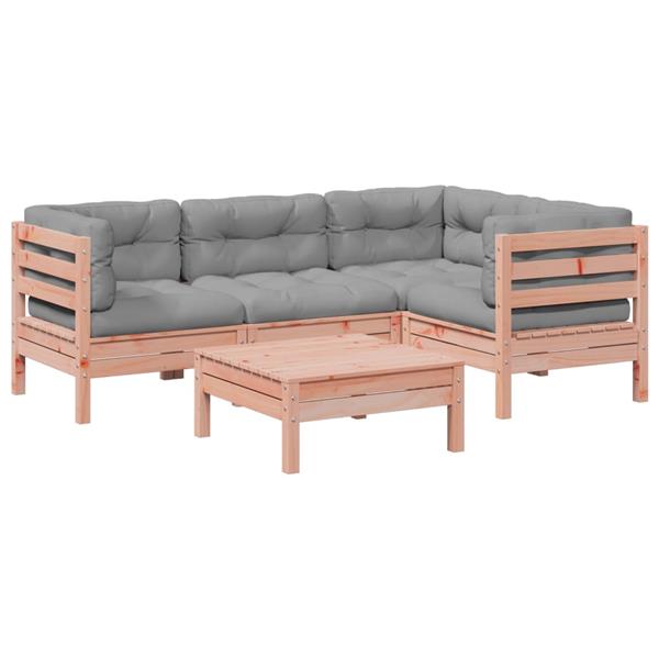 Grote foto vidaxl 5 delige loungeset met kussens massief douglas vurenhout tuin en terras tuinmeubelen