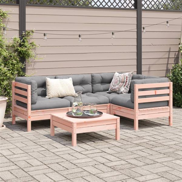 Grote foto vidaxl 5 delige loungeset met kussens massief douglas vurenhout tuin en terras tuinmeubelen