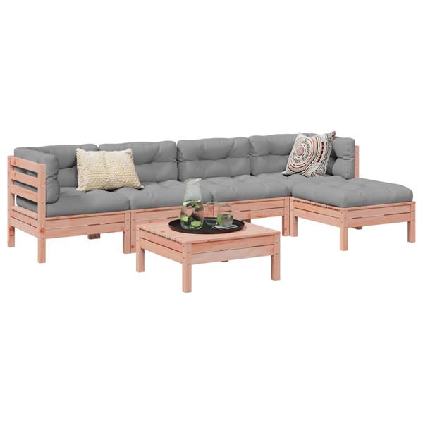 Grote foto vidaxl 6 delige loungeset met kussens massief douglas vurenhout tuin en terras tuinmeubelen