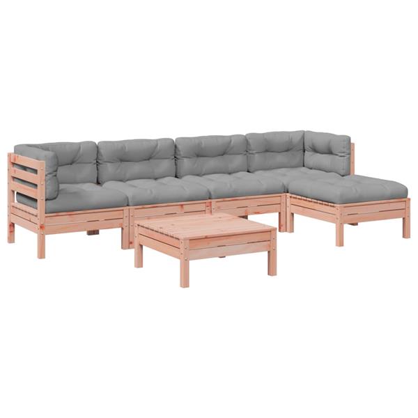 Grote foto vidaxl 6 delige loungeset met kussens massief douglas vurenhout tuin en terras tuinmeubelen