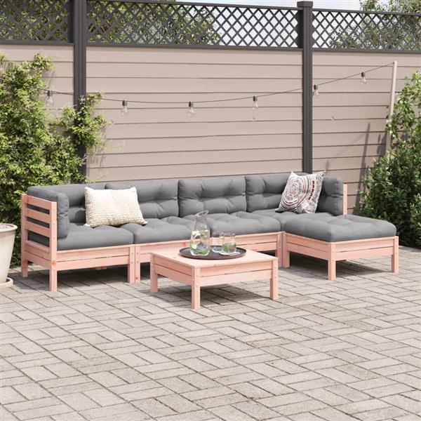 Grote foto vidaxl 6 delige loungeset met kussens massief douglas vurenhout tuin en terras tuinmeubelen