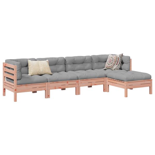 Grote foto vidaxl 5 delige loungeset met kussens massief douglas vurenhout tuin en terras tuinmeubelen