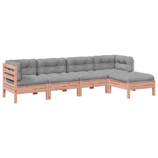Grote foto vidaxl 5 delige loungeset met kussens massief douglas vurenhout tuin en terras tuinmeubelen