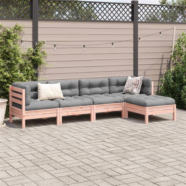 Grote foto vidaxl 5 delige loungeset met kussens massief douglas vurenhout tuin en terras tuinmeubelen