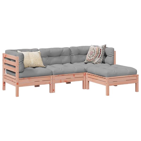 Grote foto vidaxl 4 delige loungeset met kussens massief douglas vurenhout tuin en terras tuinmeubelen