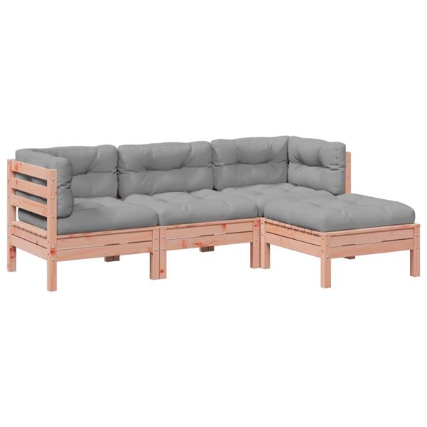 Grote foto vidaxl 4 delige loungeset met kussens massief douglas vurenhout tuin en terras tuinmeubelen