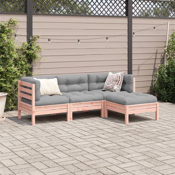 Grote foto vidaxl 4 delige loungeset met kussens massief douglas vurenhout tuin en terras tuinmeubelen
