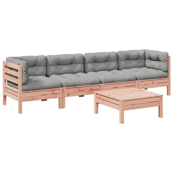 Grote foto vidaxl 5 delige loungeset met kussens massief douglas vurenhout tuin en terras tuinmeubelen