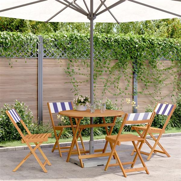 Grote foto vidaxl 5 delige tuinset massief hout en stof blauw en wit tuin en terras tuinmeubelen