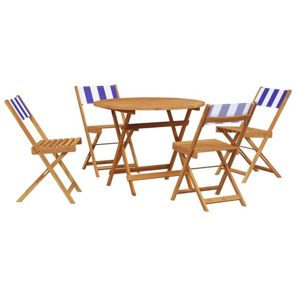 Grote foto vidaxl 5 delige tuinset massief hout en stof blauw en wit tuin en terras tuinmeubelen