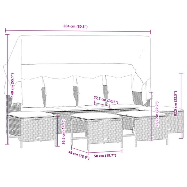 Grote foto vidaxl 5 delige loungeset met kussens poly rattan beige tuin en terras tuinmeubelen