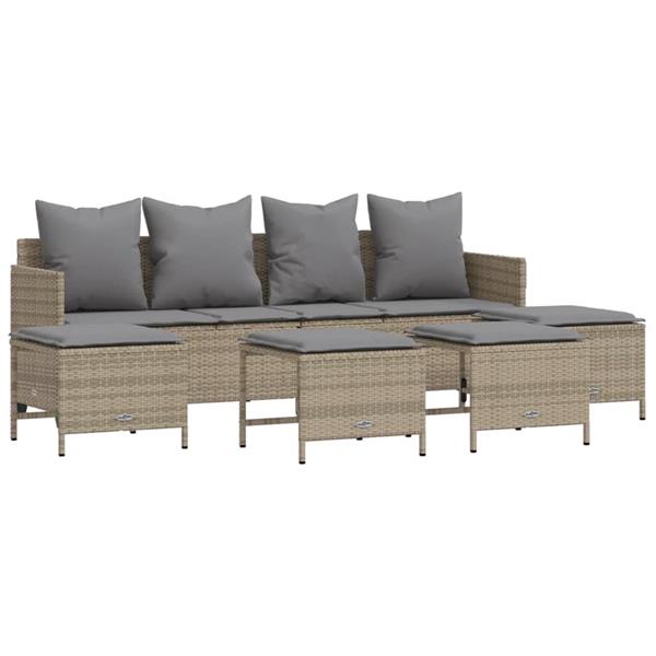 Grote foto vidaxl 5 delige loungeset met kussens poly rattan beige tuin en terras tuinmeubelen