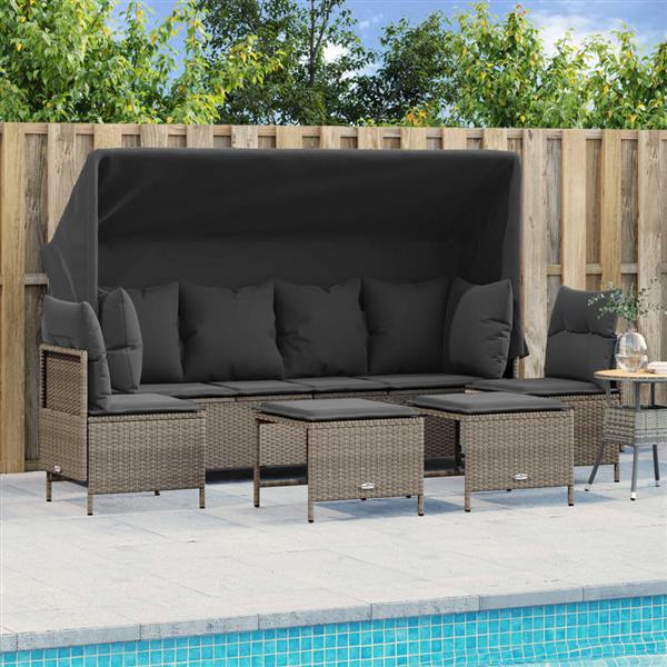 Grote foto vidaxl 5 delige loungeset met kussens poly rattan lichtgrijs tuin en terras tuinmeubelen