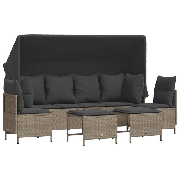 Grote foto vidaxl 5 delige loungeset met kussens poly rattan lichtgrijs tuin en terras tuinmeubelen