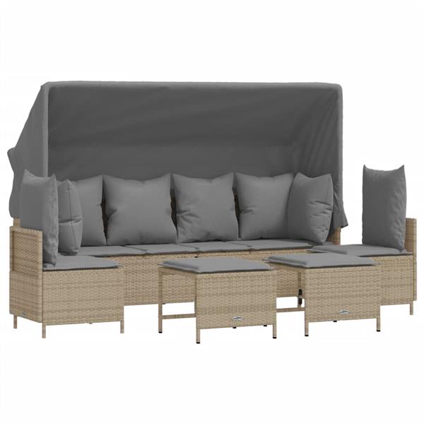 Grote foto vidaxl 5 delige loungeset met kussens poly rattan beige tuin en terras tuinmeubelen