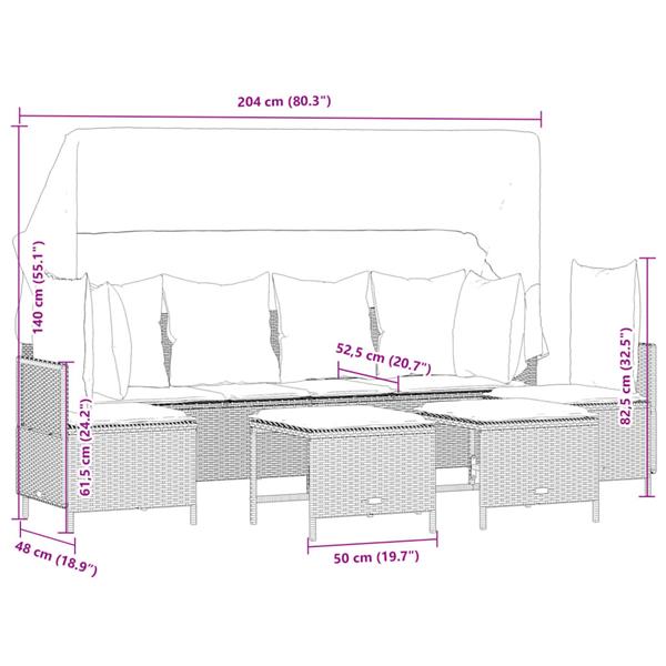 Grote foto vidaxl 5 delige loungeset met kussens poly rattan beige tuin en terras tuinmeubelen