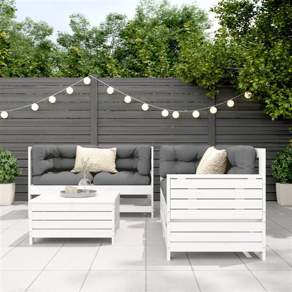 Grote foto vidaxl 5 delige loungeset massief grenenhout wit tuin en terras tuinmeubelen