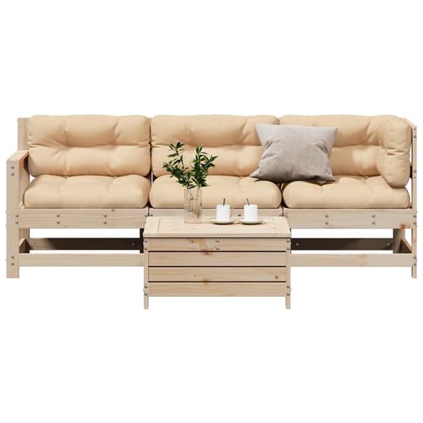 Grote foto vidaxl 4 delige loungeset massief grenenhout tuin en terras tuinmeubelen