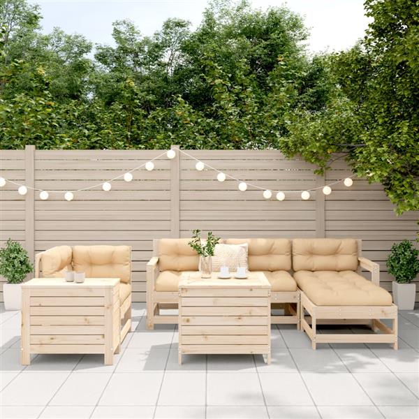 Grote foto vidaxl 7 delige loungeset massief grenenhout tuin en terras tuinmeubelen