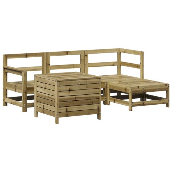 Grote foto vidaxl 5 delige loungeset ge mpregneerd grenenhout tuin en terras tuinmeubelen
