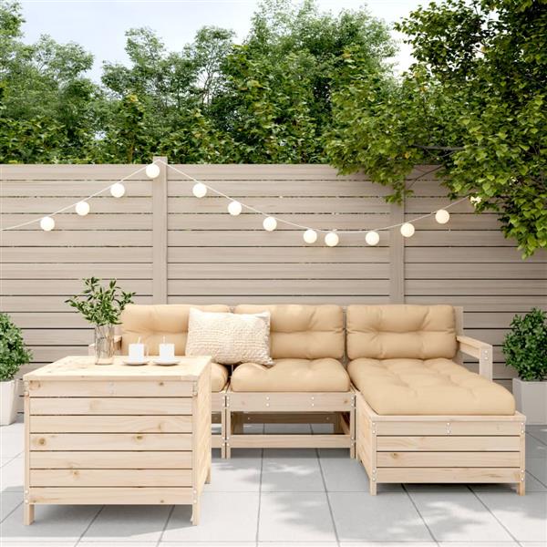Grote foto vidaxl 5 delige loungeset massief grenenhout tuin en terras tuinmeubelen