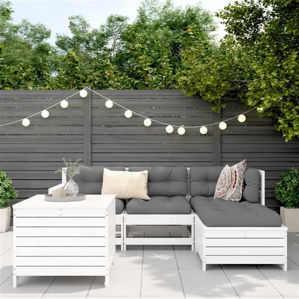 Grote foto vidaxl 5 delige loungeset massief grenenhout wit tuin en terras tuinmeubelen