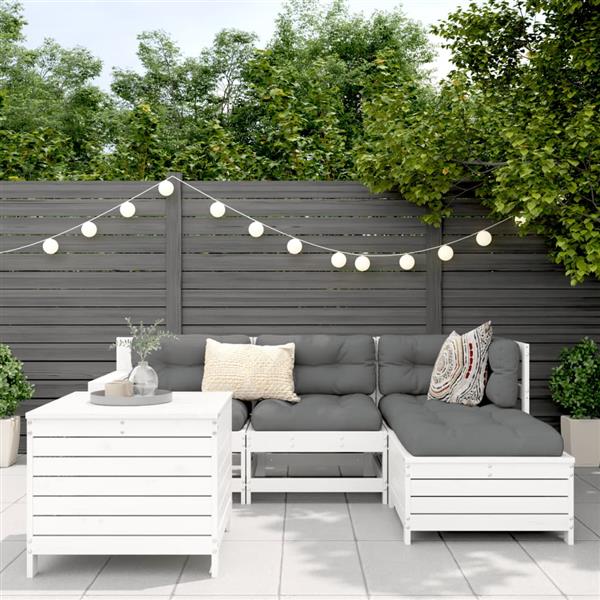 Grote foto vidaxl 5 delige loungeset massief grenenhout wit tuin en terras tuinmeubelen