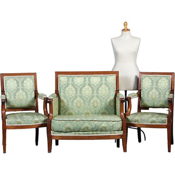 Grote foto empire bankje 2 zetels incl bekleding naar wens massief mahonie ca 1810 no.281425 antiek en kunst stoelen en banken