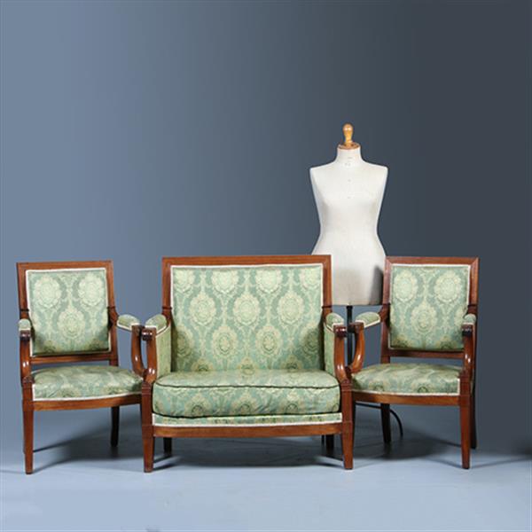Grote foto empire bankje 2 zetels incl bekleding naar wens massief mahonie ca 1810 no.281425 antiek en kunst stoelen en banken