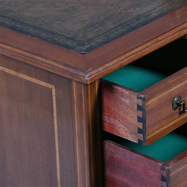 Grote foto antiek bureau met prachtig doorleefd leer en blonde ingelegde biezen ca 1875 no.281435 antiek en kunst overige in antiek gebruiksvoorwerpen