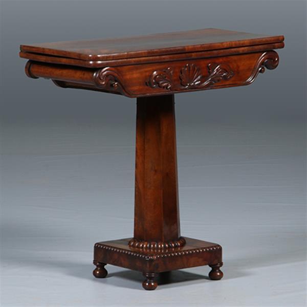 Grote foto hollandse speeltafel of wandtafel op kolompoot ca 1830 in mahonie no.282505 antiek en kunst stoelen en banken