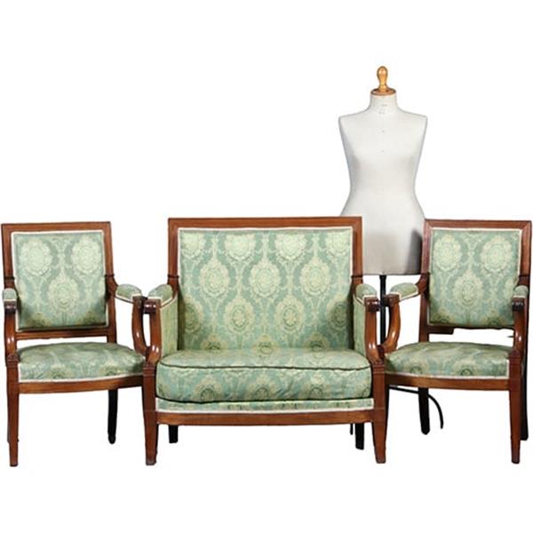 Grote foto empire bankje 2 zetels incl bekleding naar wens massief mahonie ca 1810 no.281425 antiek en kunst stoelen en banken