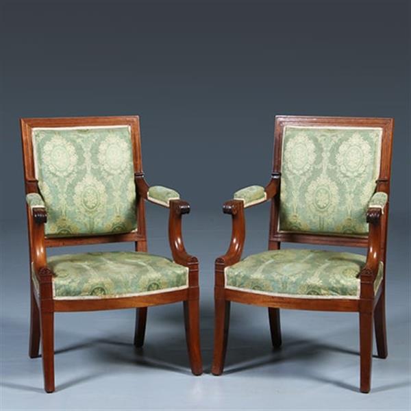 Grote foto empire bankje 2 zetels incl bekleding naar wens massief mahonie ca 1810 no.281425 antiek en kunst stoelen en banken