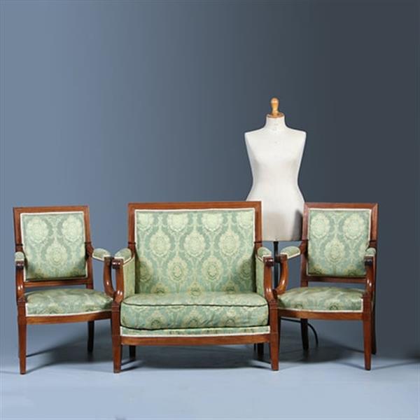 Grote foto empire bankje 2 zetels incl bekleding naar wens massief mahonie ca 1810 no.281425 antiek en kunst stoelen en banken