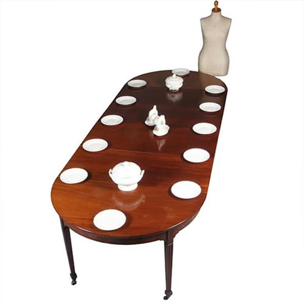 Grote foto louis seize coulissetafel ca 1800 met 4 inlegbladen verlengbaar tot 12 personen no.281420 antiek en kunst stoelen en banken