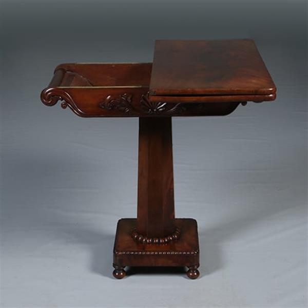 Grote foto hollandse speeltafel of wandtafel op kolompoot ca 1830 in mahonie no.282505 antiek en kunst stoelen en banken