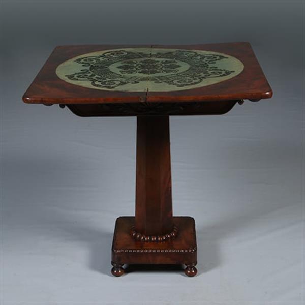 Grote foto hollandse speeltafel of wandtafel op kolompoot ca 1830 in mahonie no.282505 antiek en kunst stoelen en banken